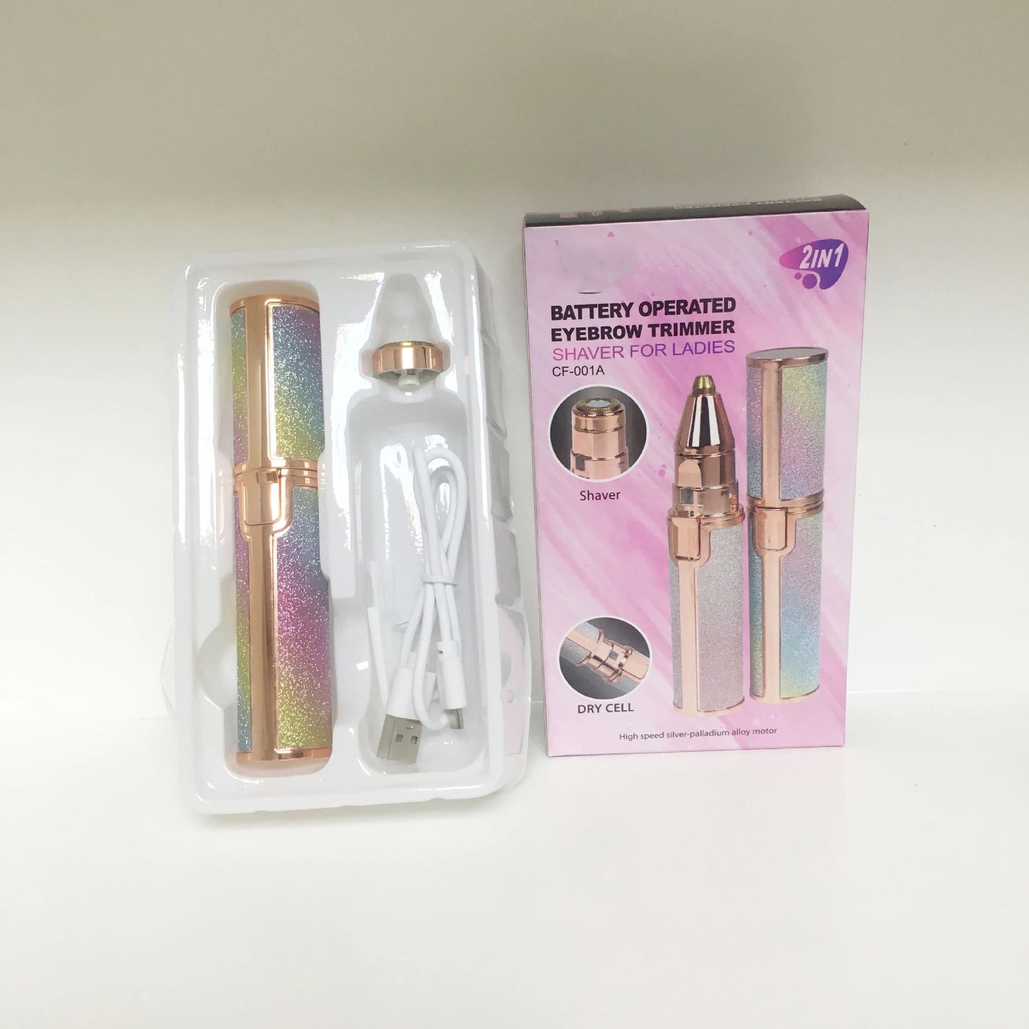 Épilateur électrique portable 2 en 1 pour sourcils, visage, lèvres, corps, femme, rechargeable, mini, indolore