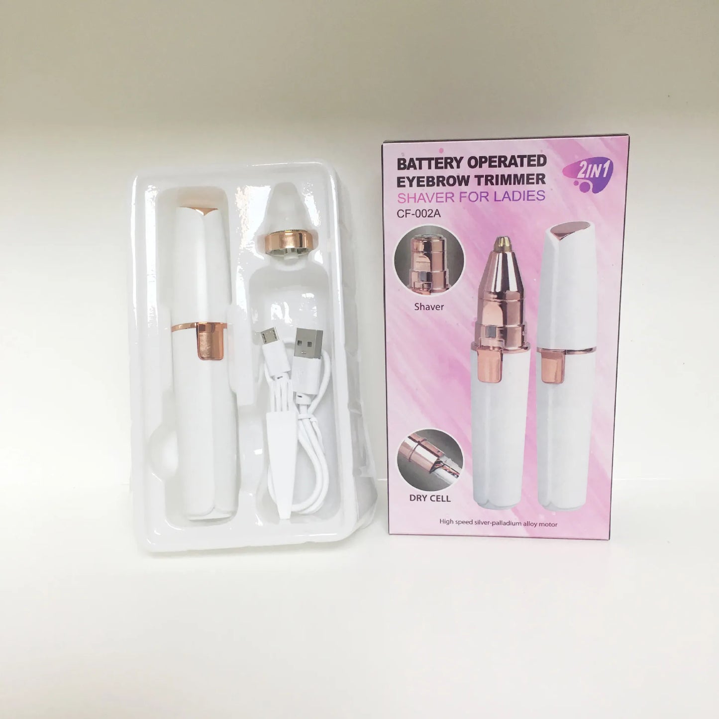 Épilateur électrique portable 2 en 1 pour sourcils, visage, lèvres, corps, femme, rechargeable, mini, indolore