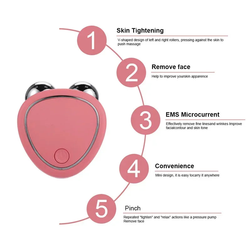 Nouveau masseur électrique du visage Rouleau de levage Microcourant vibration Sonic Lifting de la peau Massage de la peau Massage portable Appareils de beauté